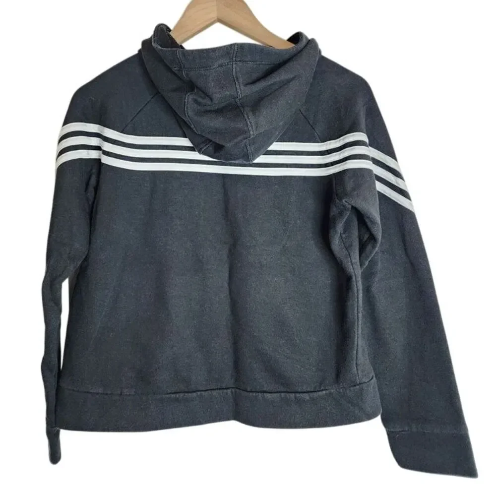 Adidas Hoodie Kid's 16 Fleece Pullover Hooded‎ Long Sleeve Black Stripe